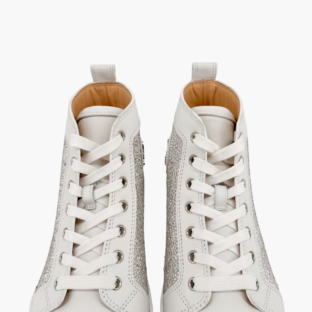 Christian Louboutin Louis Strass High Top Sneakers Size 40 US 10 White Crystal - Picture 5 of 15